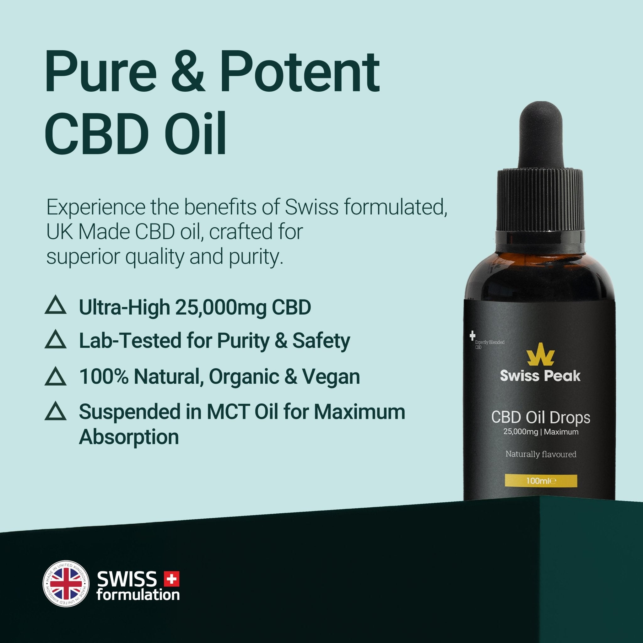 CBD Oil 100ml (25000mg) - SwissPeakCBD